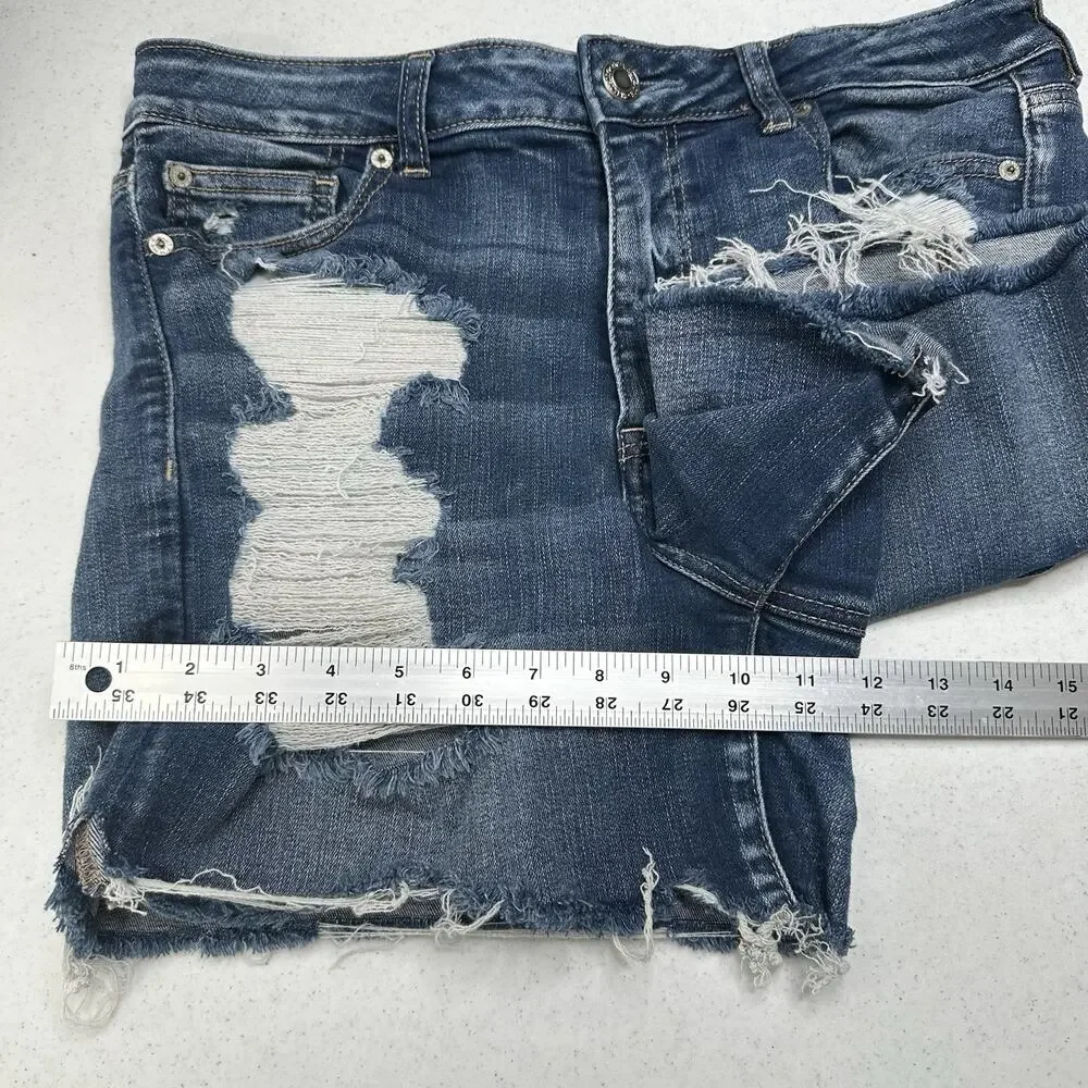 American Eagle Shorts Women 14 Hi Rise Shortie Next Level Blue Jean Denim Grunge